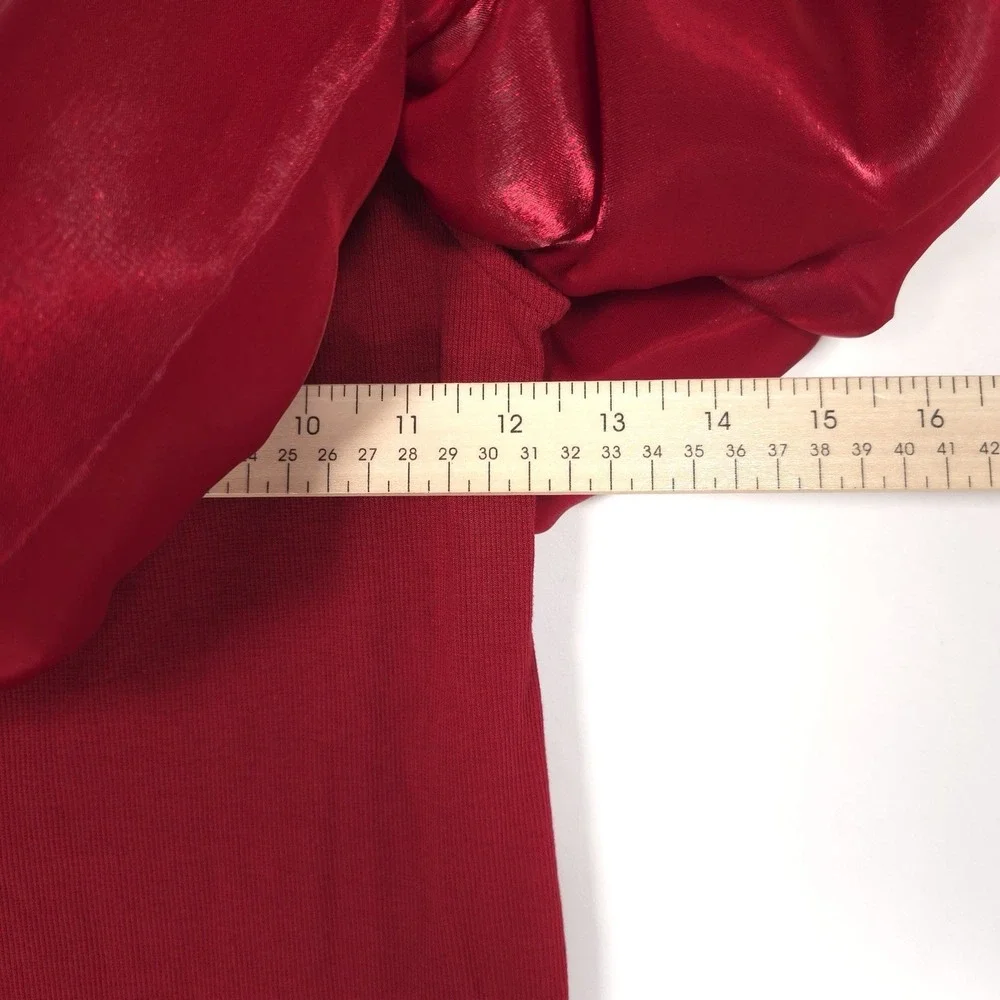 ANTHROPOLOGIE Blnk LONDON New Flattering OffShoulder SMALL Bubble Top Blouse Red - Picture 4 of 15